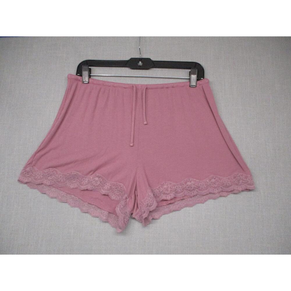 Auden Pink Feminine Lace Trim Cozy Drawstring Waist Lounge‎ Shorts Womens Size M